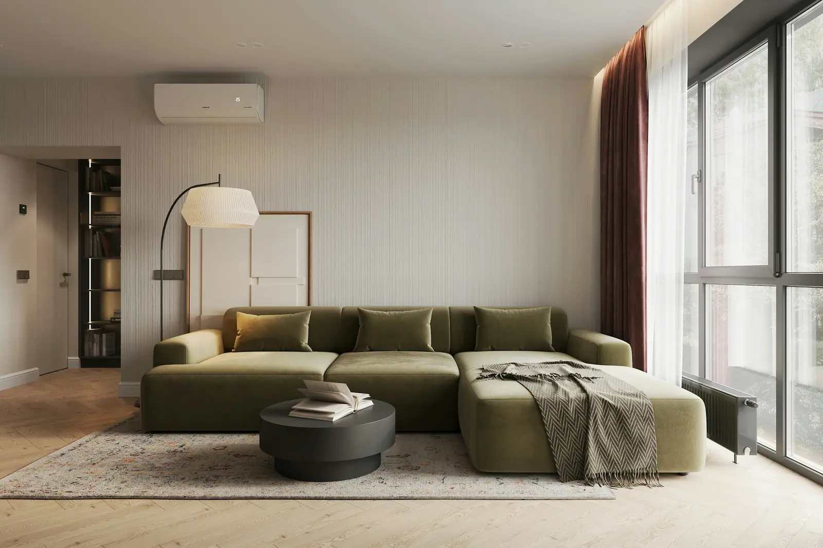 Living room with large windows