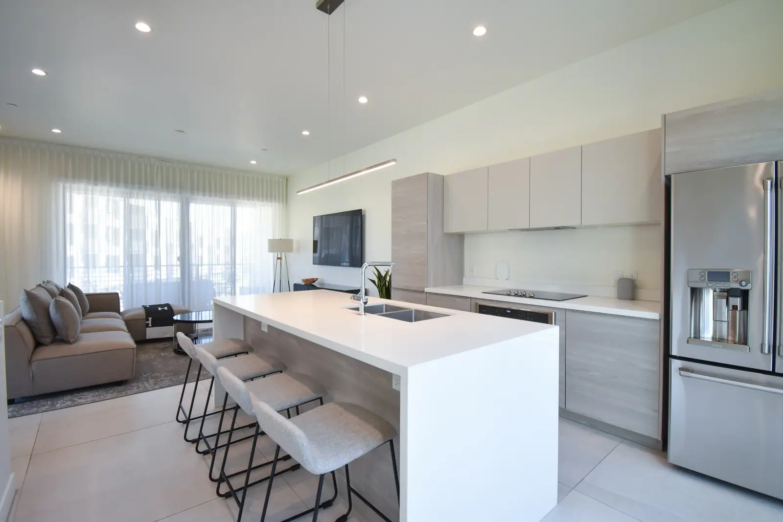 Open kitchen with an island